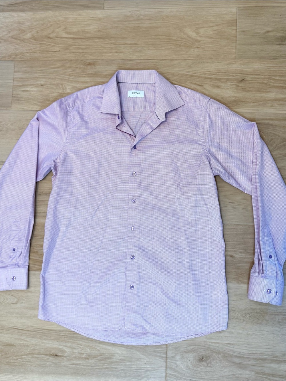 Eton Contemporary Men's 17/43 XL Purple Micro Checker Shirt Button Down Cotton - Picture 1 of 8